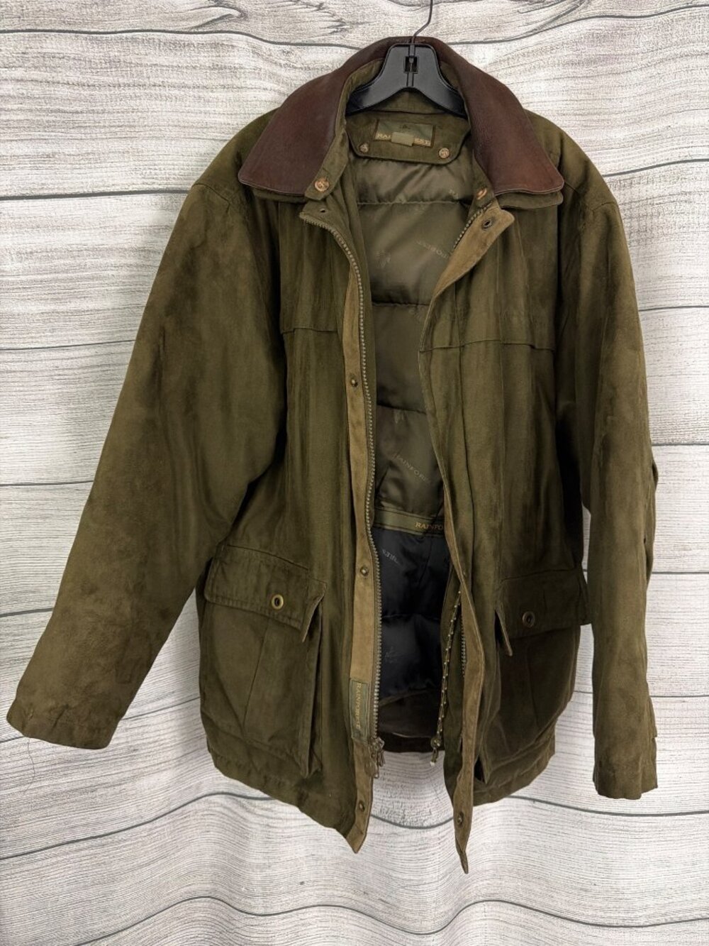 Mens Vintage Rainforest Olive Green Jacket Size L